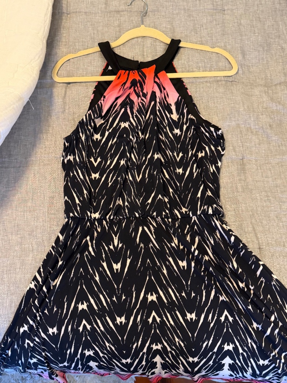 Maggy London Halter dress, black and pink, size medium!
